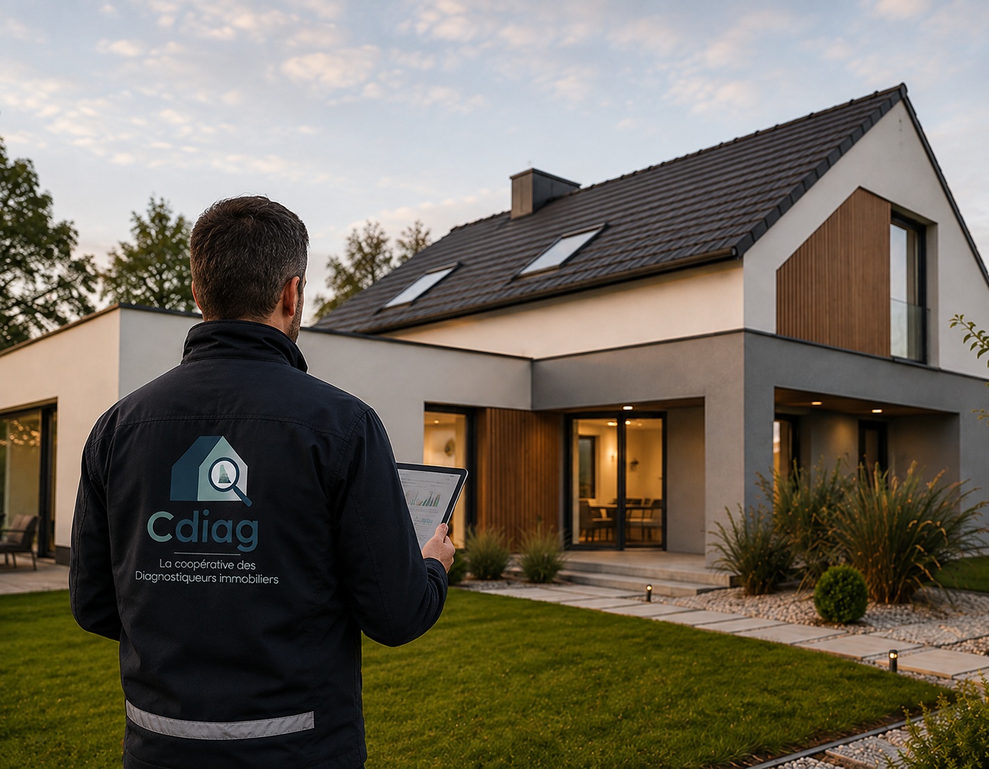 Expert CDIAG devant un chantier immobilier